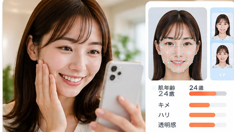 AI顔診断アプリの写真風イメージ画像（生成画像）